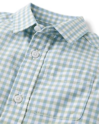Chemise boutonnée en popeline vichy pour bébés et petits garçons