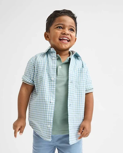 Baby And Toddler Boys Gingham Poplin Button Up Shirt