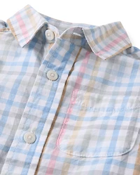 Baby And Toddler Boys Gingham Poplin Button Up Shirt
