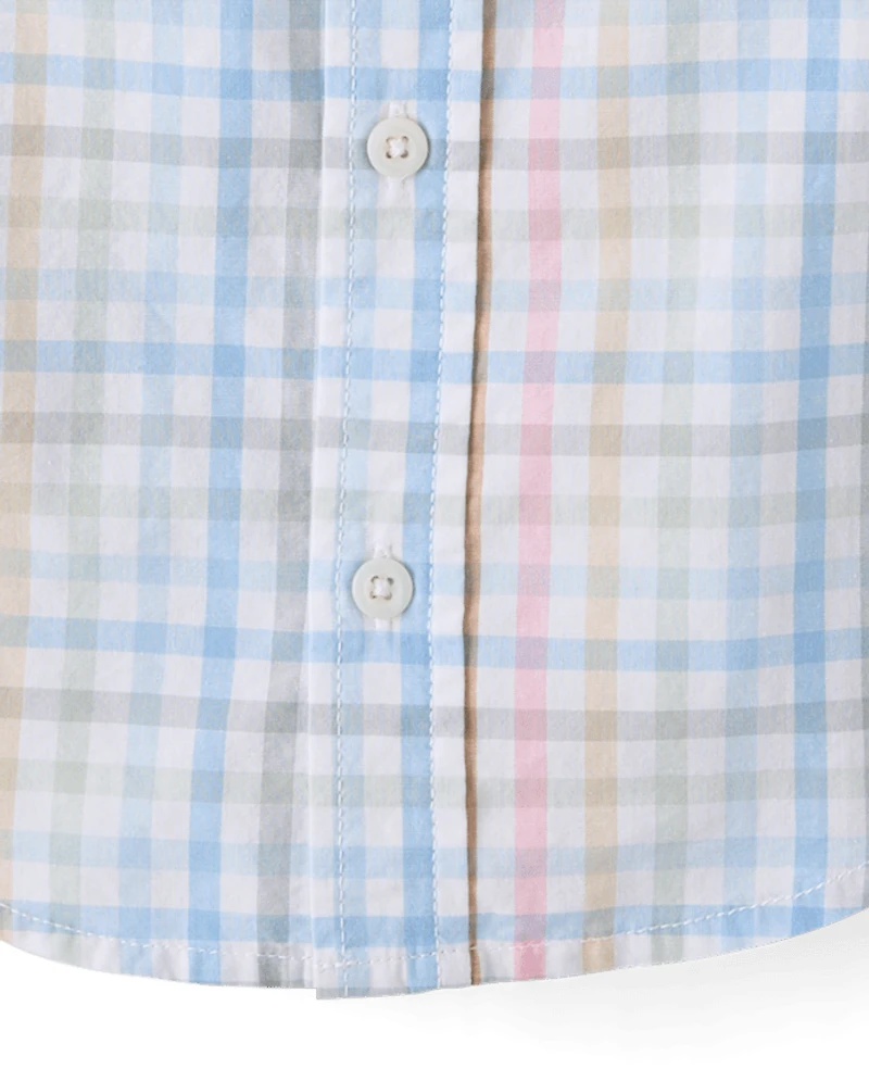Baby And Toddler Boys Gingham Poplin Button Up Shirt