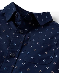Baby And Toddler Boys Print Poplin Button Up Shirt