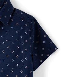 Baby And Toddler Boys Print Poplin Button Up Shirt