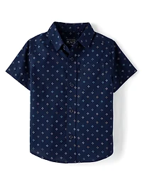 Baby And Toddler Boys Print Poplin Button Up Shirt
