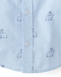 Baby And Toddler Boys Dad Me Bunny Poplin Button Up Shirt