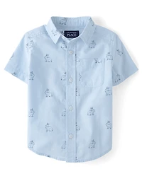 Baby And Toddler Boys Dad Me Bunny Poplin Button Up Shirt