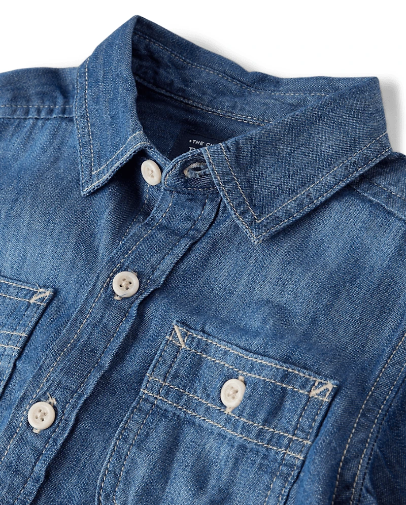 Baby And Toddler Boys Chambray Button Up Shirt
