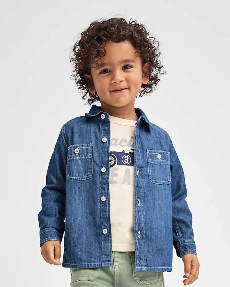 Baby And Toddler Boys Chambray Button Up Shirt