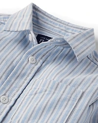 Chemise Oxford rayée à boutons pour bébés et petits garçons