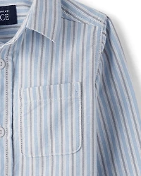 Chemise Oxford rayée à boutons pour bébés et petits garçons