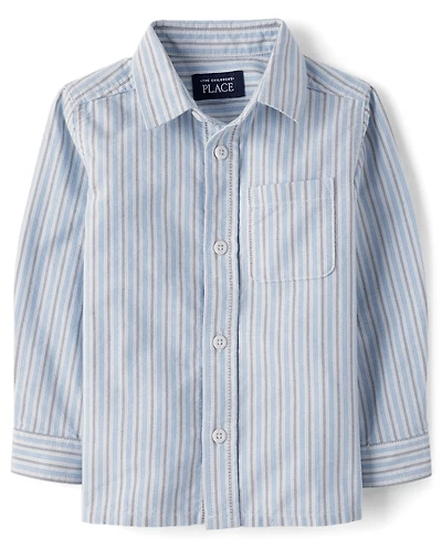 Chemise Oxford rayée à boutons pour bébés et petits garçons