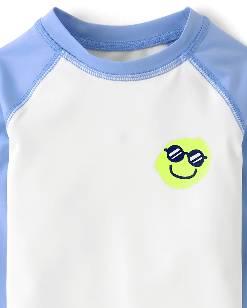 Baby And Toddler Boys Happy Face Rashguard Swim Set