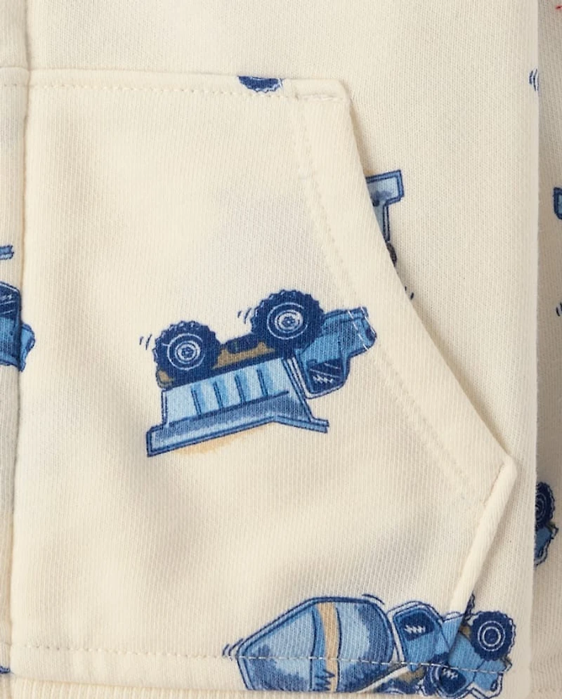 Baby And Toddler Boys Construction Vehicle French Terry Zip Up Hoodie