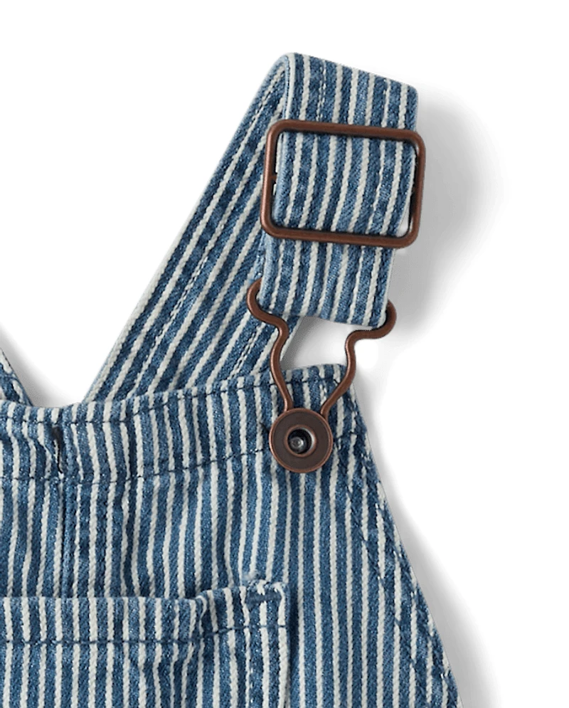 Baby And Toddler Boys Railroad Striped Denim Shortalls