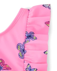 Baby And Toddler Girls Butterfly Flutter One Piece Swimsuit