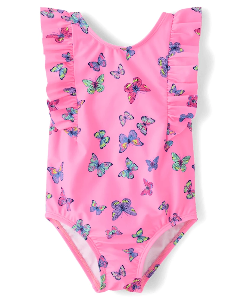 Baby And Toddler Girls Butterfly Flutter One Piece Swimsuit