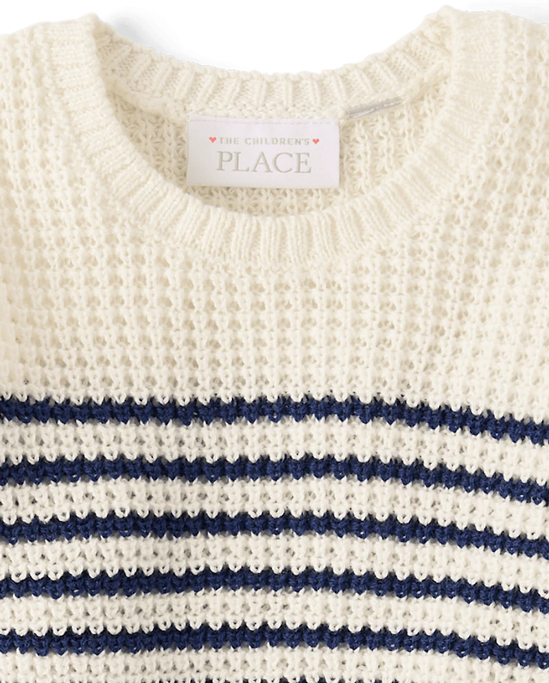 Toddler Girls Striped Flutter Sweater