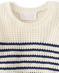 Toddler Girls Striped Flutter Sweater