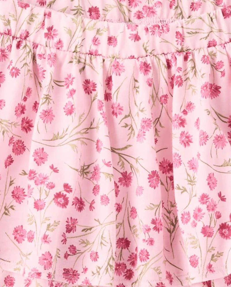 Toddler Girls Floral Tiered Ruffle Skort