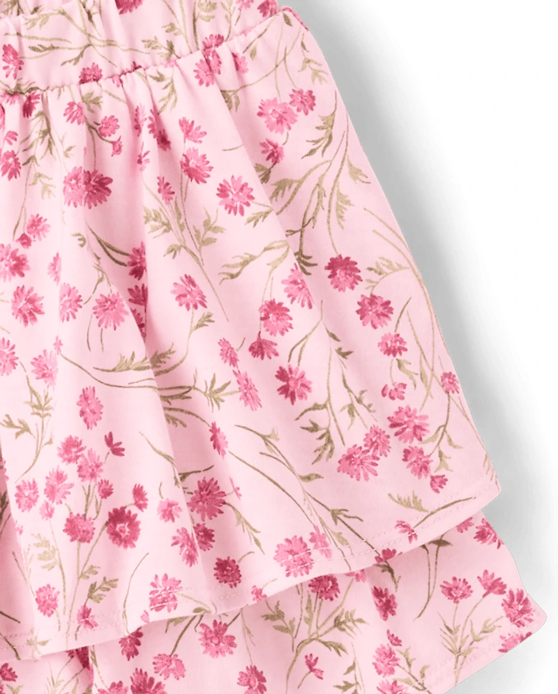 Toddler Girls Floral Tiered Ruffle Skort