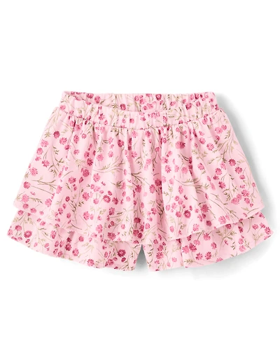 Toddler Girls Floral Tiered Ruffle Skort