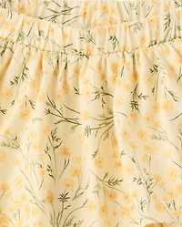 Jupe-short à volants fleuris pour petites filles