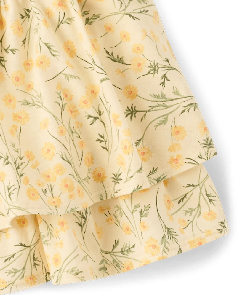 Toddler Girls Floral Tiered Ruffle Skort
