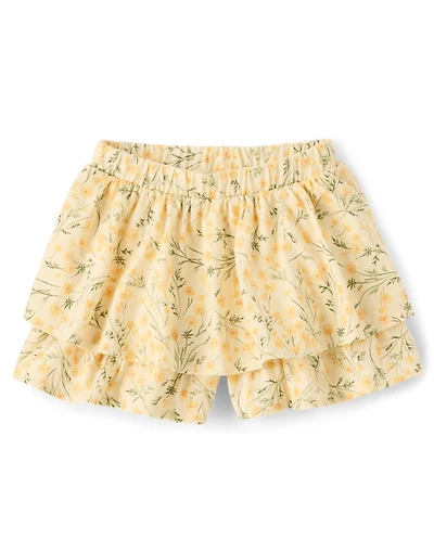 Toddler Girls Floral Tiered Ruffle Skort