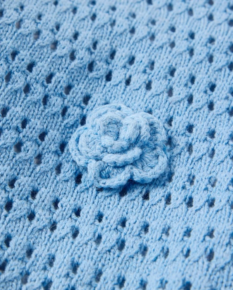 Toddler Girls Crochet Floral Sweater
