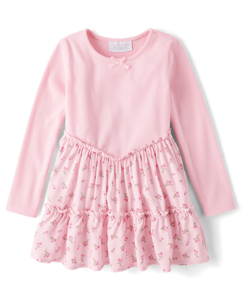 Baby And Toddler Girls Floral V-Waist Tiered Dress