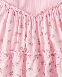 Baby And Toddler Girls Floral V-Waist Tiered Dress
