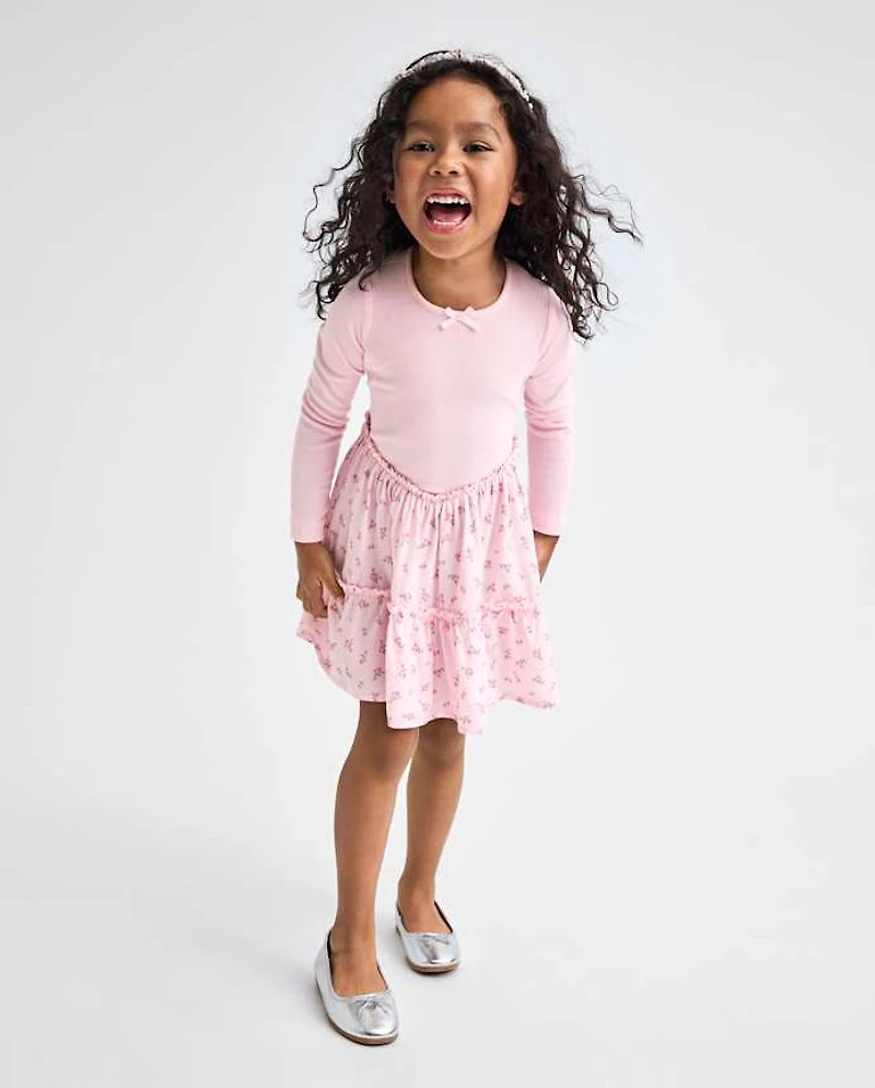 Baby And Toddler Girls Floral V-Waist Tiered Dress