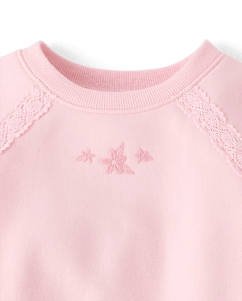 Toddler Girls Crochet Premium Fleece 2-Piece Set