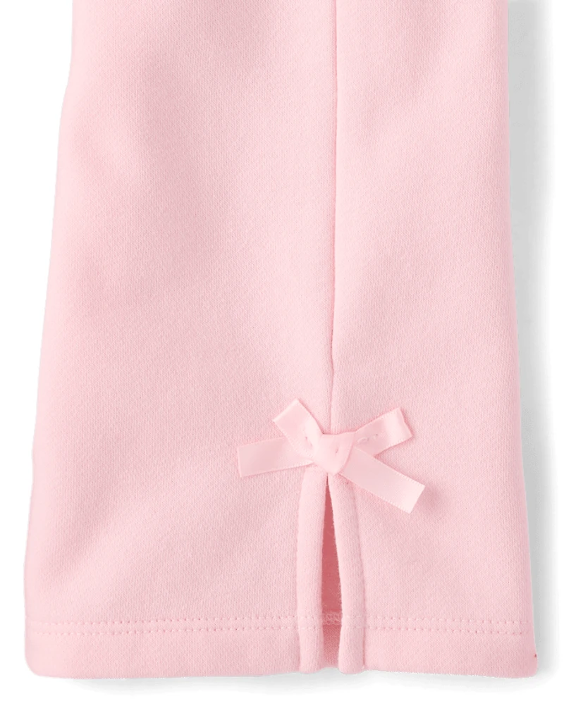 Pantalon de détente large en polaire premium avec nœud pour petites filles