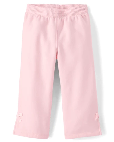 Toddler Girls Bow Premium Fleece Wide Leg Lounge Pants
