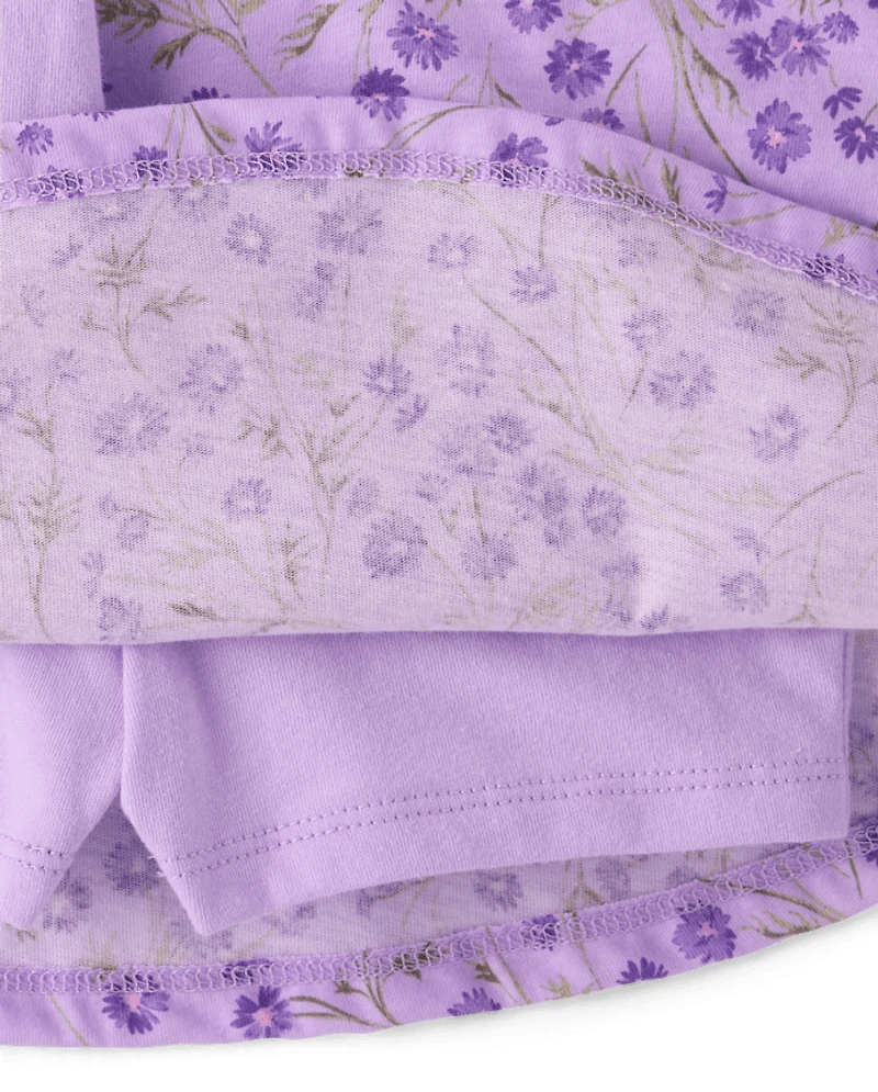 Ensemble 2 pièces fleuri pour petites filles