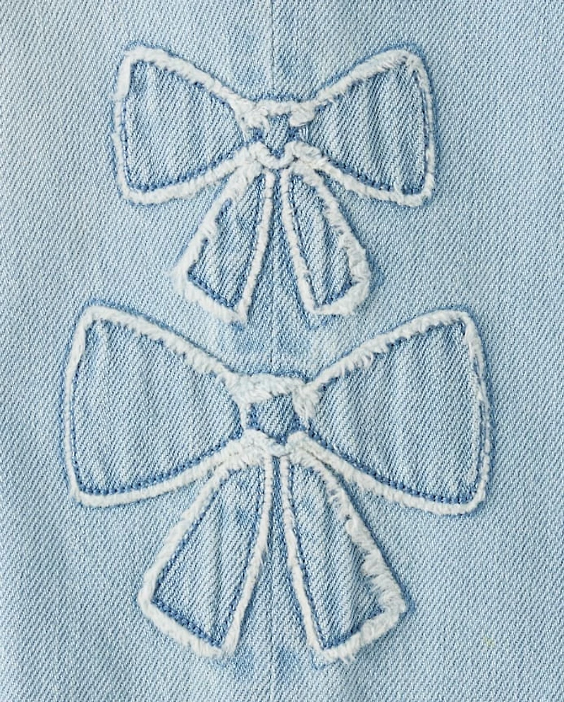 Toddler Girls Applique Bow Slouchy Jeans