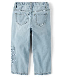 Toddler Girls Applique Bow Slouchy Jeans