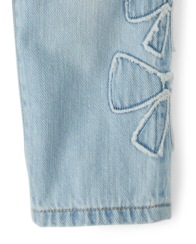 Toddler Girls Applique Bow Slouchy Jeans