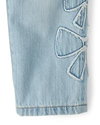 Toddler Girls Applique Bow Slouchy Jeans