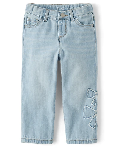 Toddler Girls Applique Bow Slouchy Jeans