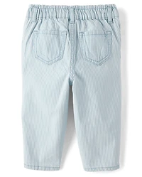 Toddler Girls Railroad Striped Barrel Jeans