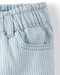 Toddler Girls Railroad Striped Barrel Jeans