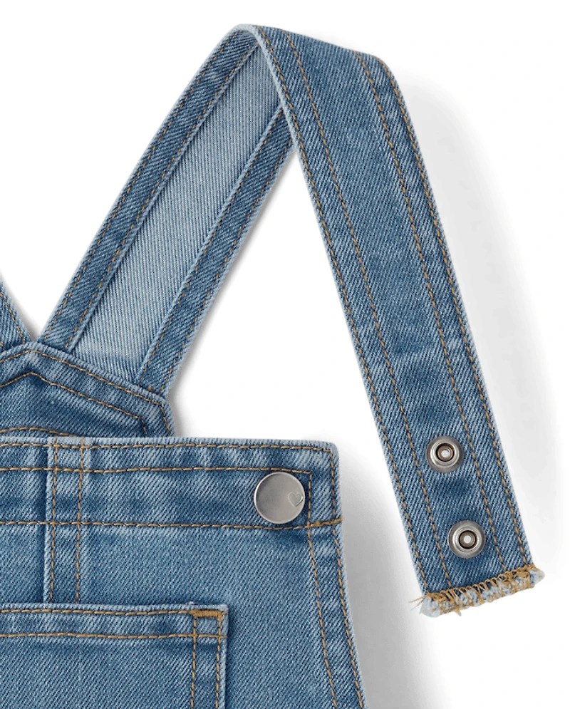 Baby And Toddler Girls Crochet Applique Shortalls