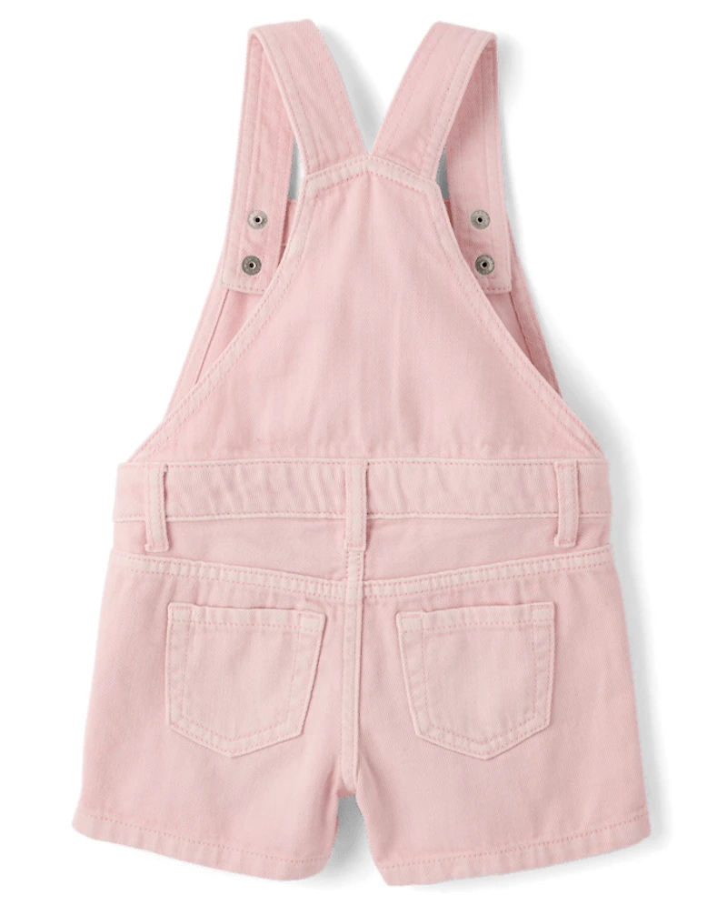 Salopettes courtes en denim teint pièce pour bébés et petites filles