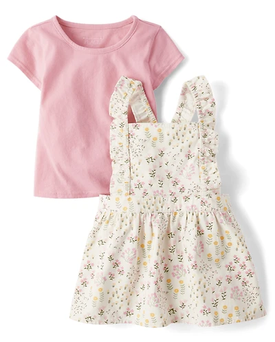 Ensemble jupe fleurie 2 pièces pour petites filles