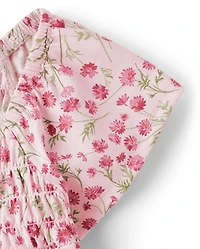 Toddler Girls Floral Smocked Flutter Top