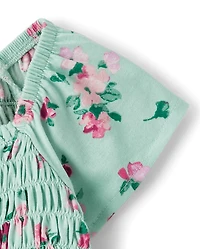 Haut à volants fleuri pour petites filles