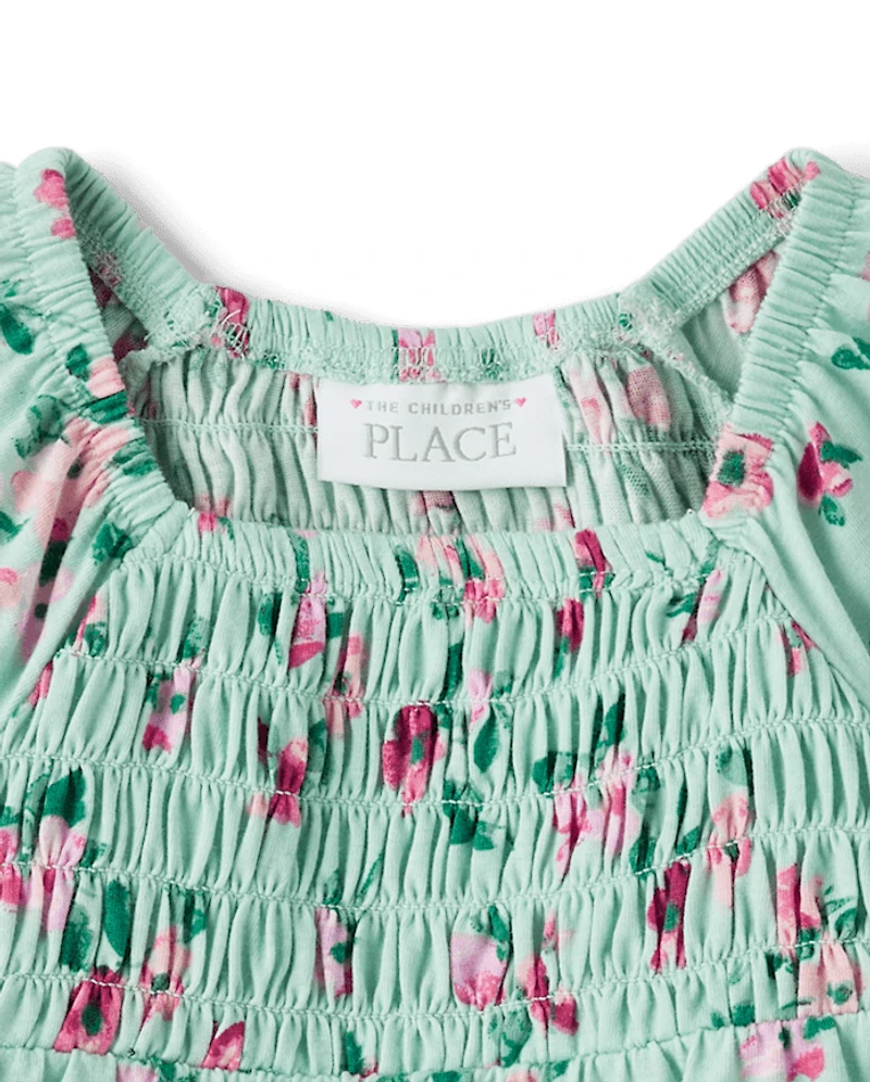 Haut à volants fleuri pour petites filles