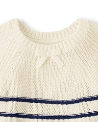 Baby And Toddler Girls Striped Ruffle Sweater Dress