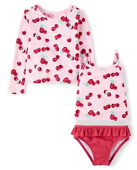 Toddler Girls Cherry 3-Piece Swimsuit